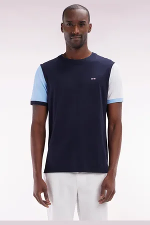 Eden Park T-shirt Colorblock En Coton Marine Broderie 10 Coupe Droite