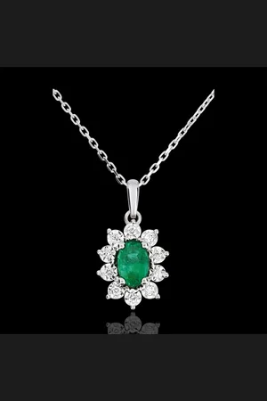 Edenly Collier Eternel Edelweiss - Marguerite Illusion - émeraude et diamant