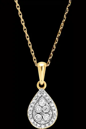 Edenly Pendentif Origine - Eclat Poire - or blanc et jaune 9 carats et diaman