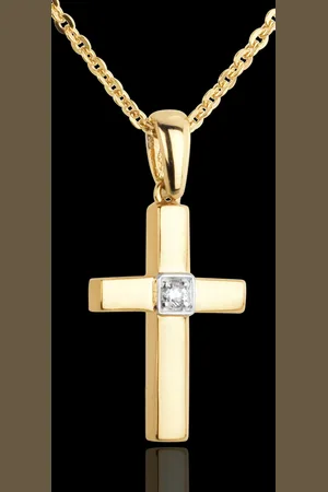 Edenly Pendentif croix diamant solitaire - 18 carats