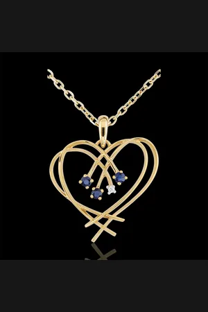 Edenly Pendentif Coeur étincelles - diamant et saphirs - 9 carats