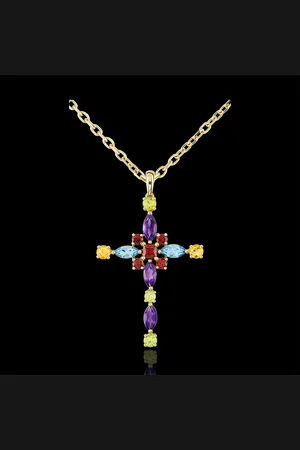 Edenly Pendentif Croix Byzance multicolore - 9 carats