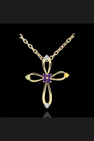 Edenly Pendentif Croix Byzance arrondie - 9 carats