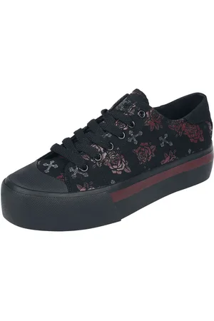 Rock Rebel Baskets de - Baskets Basses Plateformes Avec Imprimés Croix & Roses