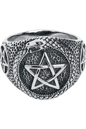 etNox hard and heavy Bague Gothic de - Pentagramme Serpent