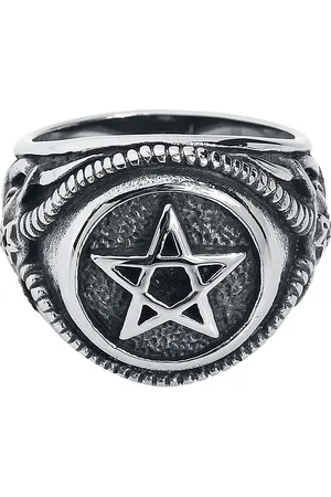 etNox hard and heavy Bague Gothic de - Pentagram