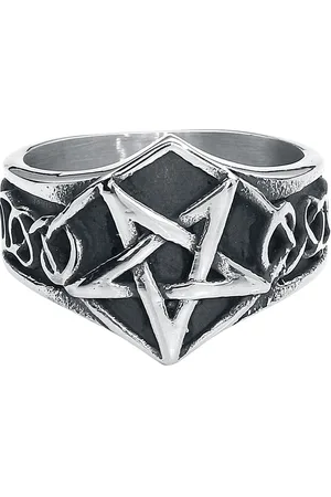 etNox hard and heavy Bague Gothic de - Pentagram