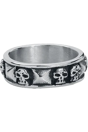 etNox hard and heavy Bague de - Crânes & Rivets