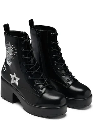 Koi Bottes Gothic de - Astro Silver Star & Moon Chunky Boots