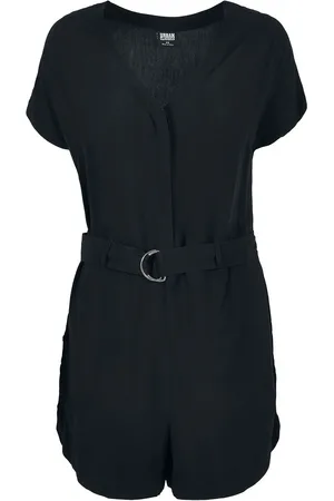 Urban classics Salopette de - Combinaison Noire Ceinture Viscose