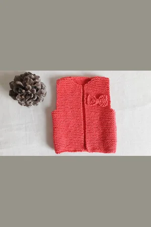 AnatoleEtVereda Gilet De Berger Tricoté Main En Coton Pour Bébé, 3-6 Mois, Sans Manches, Gilet Printemps Bébé
