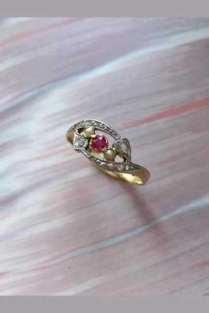 Curiously Timeless Bague En Or 18 Carats Avec Diamants Et Rubis, Cadeau De Bague D
