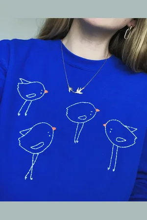 Delicateminiature Sweat Brodé À La Main - Les Petits Oiseaux