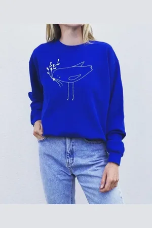 Delicateminiature Sweatshirt Brodé À La Main - Petit Oiseau Petite Branche