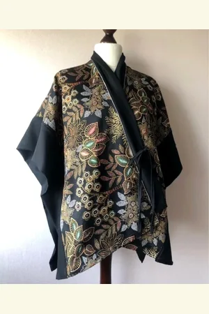 KIYAOH Veste Kimono Boho Noir, Noir Pour Femme Tihana