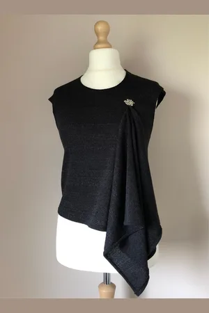 KIYAOH Pull Femme Mailles Fines Noire Irisée Adryka