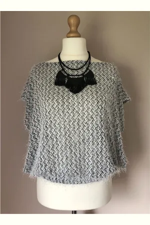 KIYAOH Pull Fin Col Bateau Ajouré Maille Bouclette Poilu Noir Et Apolina