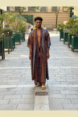 AWAXLAND Kimono Long Mixte À Motif Ndop