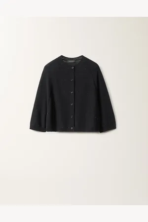 Fabiana Filippi Cardigan Cape En Coton Et Lin À Paillettes, Nuit