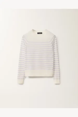 Fabiana Filippi Pull Rayé En Lin, Blanc Et Mauve