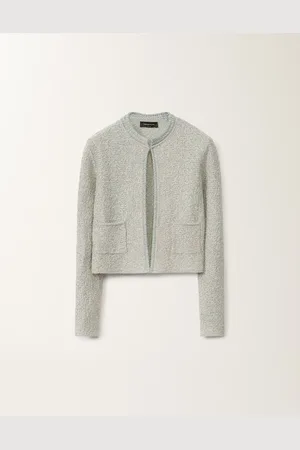 Fabiana Filippi Cardigan En Maille De Tweed Lurex, Vanille Et Vert D’eau