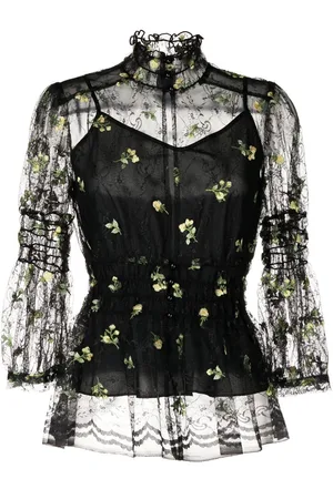 Anna Sui Blouse en dentelle à fleurs brodées