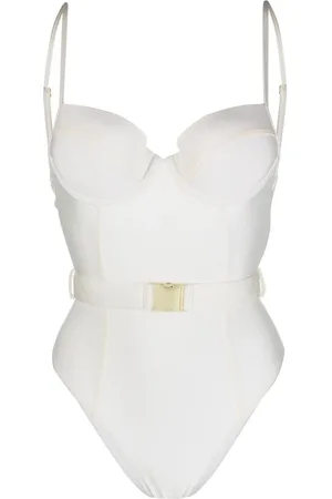 Noire Swimwear Maillot de bain ceinturé à encolure cœur