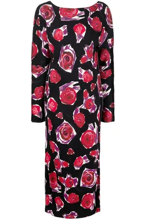 Marni Robe longue à roses imprimées