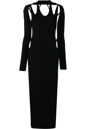 DION LEE Robe mi-longue en maille à découpes