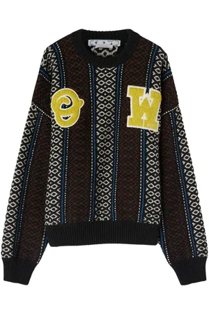 OFF-WHITE Pull en maille intarsia à logo strassé