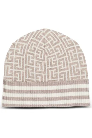 Balmain Bonnet en laine à logo brodé