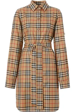 Burberry Robe-chemise nouée à motif Vintage Check