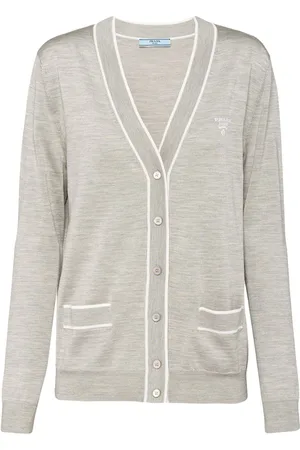 Prada Cardigan en soie à logo brodé