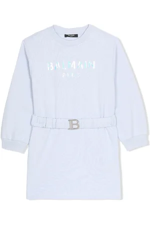 Balmain Robe ceinturée à logo imprimé