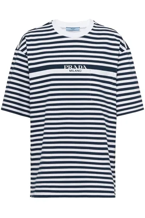 Prada T-shirt rayé à logo imprimé