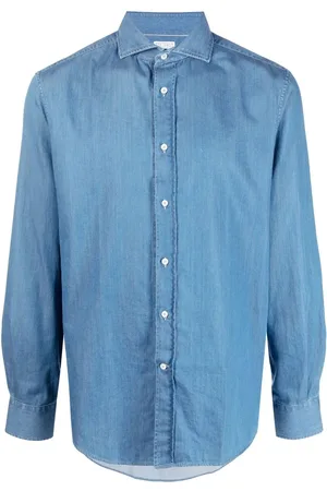 Brunello Cucinelli Chemise en jean à col italien