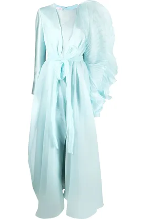Gaby Charbachy Robe longue plissée à manches bouffantes