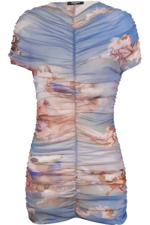 Balmain Robe en tulle à imprimé abstrait