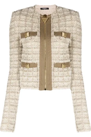 Balmain Veste en tweed à fermeture zippée