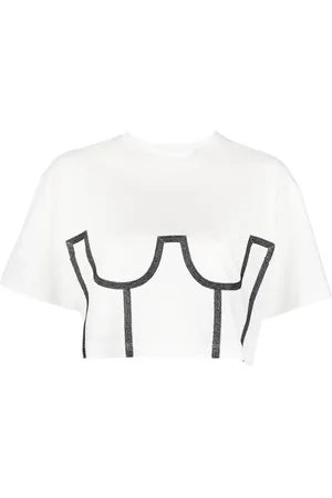 MURMUR T-shirt crop à imprimé trompe l’œil