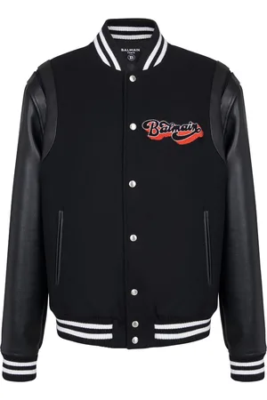 Balmain Veste bomber en laine vierge à patch logo