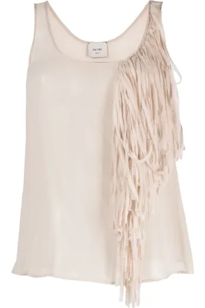 ALYSI Blouse en soie à détail de franges