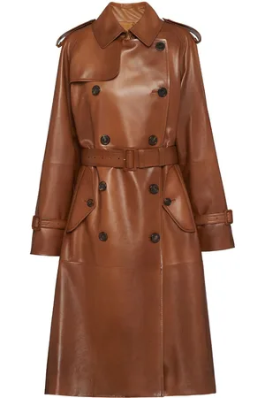 Prada Manteau en cuir à boutonnière croisée
