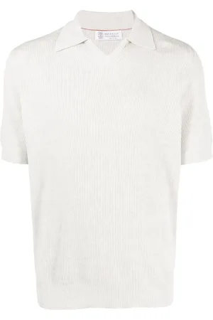 Brunello Cucinelli Polo en maille à design nervuré