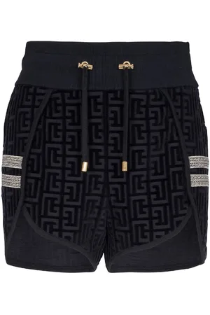 Balmain Short en jean à motif monogrammé