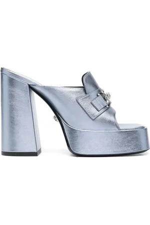 VERSACE Mules Medusa 95 mm à effet métallisé