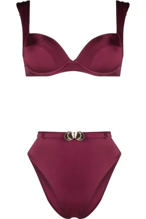 Noire Swimwear Haut de bikini à coquillages brodés