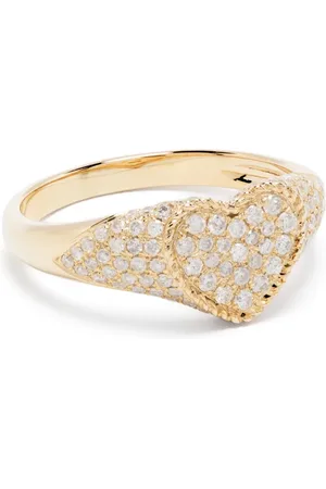 YVONNE LÉON Chevalière Baby Chevalier Cœur en 9ct pavée de diamants