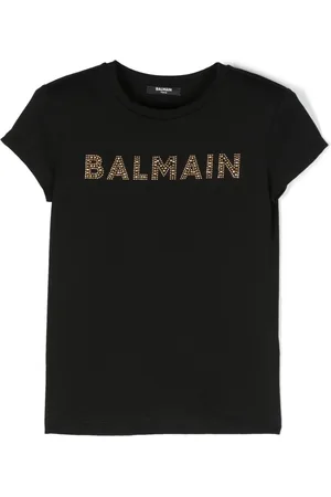 Balmain T-shirt orné de cristal à logo imprimé