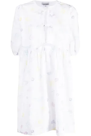 Ganni Robe en coton à imprimé graphique